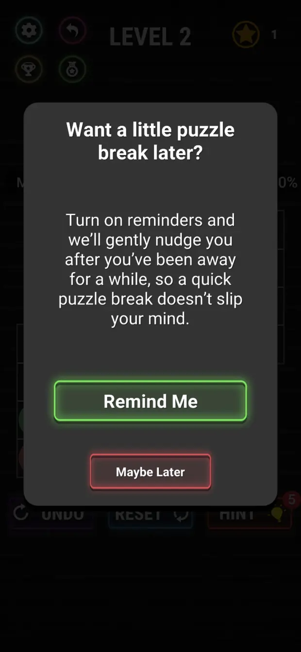 A branded notification permission prompt inside a mobile game